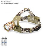 Camouflage Led Headlamp T6 waterproof LED Headlight led Head Lamp Lantern Lamp Camping Hiking Fishing Light use 18650 battery