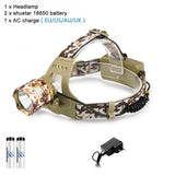 Camouflage Led Headlamp T6 waterproof LED Headlight led Head Lamp Lantern Lamp Camping Hiking Fishing Light use 18650 battery