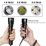 IP68 Powerful Diving Flashlight Highest Waterproof Professional diving light With anti-skid Rope Use 5 x super bright lamp beads