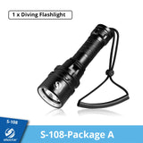 IP68 Powerful Diving Flashlight Highest Waterproof Professional diving light With anti-skid Rope Use 5 x super bright lamp beads