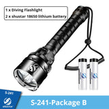 IP68 Powerful Diving Flashlight Highest Waterproof Professional diving light With anti-skid Rope Use 5 x super bright lamp beads