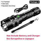 80000 Lumens LED Tactical Flashlight powerful usb Rechargeable lamp L2 Hunting light with Clip Hunting Shooting Gun Accessories