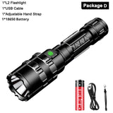 80000 Lumens LED Tactical Flashlight powerful usb Rechargeable lamp L2 Hunting light with Clip Hunting Shooting Gun Accessories