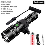 80000 Lumens LED Tactical Flashlight powerful usb Rechargeable lamp L2 Hunting light with Clip Hunting Shooting Gun Accessories