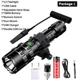 80000 Lumens LED Tactical Flashlight powerful usb Rechargeable lamp L2 Hunting light with Clip Hunting Shooting Gun Accessories