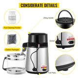 2022 New! Upgraded 4L Water Distiller Alcohol Purifier Softener Drinks Filter Adjustable Temperature Stainless Steel for Offices Home Use