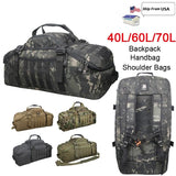 40L 60L 70L Heavy-duty Prepper Army Sport Gym Bag Tactical Waterproof Backpack Molle Camping Backpacks Travel Bags