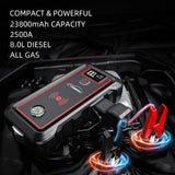 2022 New! Upgraded Car Jump Starter 2500A 23800mAh Power Bank with 10W Wireless Charger LCD Display Car Booster UP All Gas or 8.0L Diesel