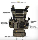 4th Gen Lightweight Tactical Vest Chest Hanging With Molle System and Detachable Accessory Bag