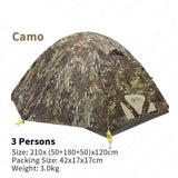 2022 New Design! Tactical Camo 2-3person Air UP Camping Tent Outdoor Ultralight 2.44kg 210T Polyester Rainproof Windproof Hiking Travel