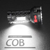 Super Bright Flashlight Ultra Powerful Led Torch Light Rechargeable COB Side Light 4 Modes Outdoor Adventure 3 In 1 Flashlight