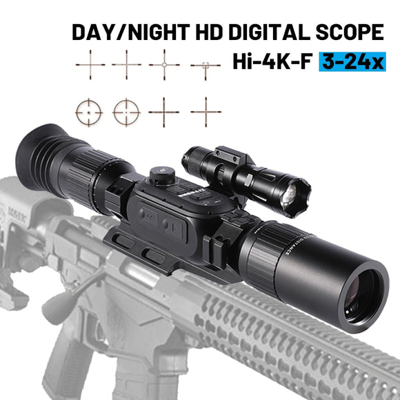 IR 4K Digital Night Vision Compact Hunting Scope Tactical Rifle Scope Etched Reticle Wide Lens Optical Sights Outdoor Hunting