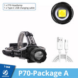 High Power XHP99 Super Bright LED Headlamp Fishing Headlight Telescopic Zoom IP64 Waterproof with Charge Display