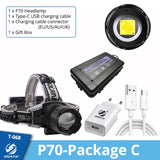 High Power XHP99 Super Bright LED Headlamp Fishing Headlight Telescopic Zoom IP64 Waterproof with Charge Display