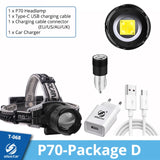 High Power XHP99 Super Bright LED Headlamp Fishing Headlight Telescopic Zoom IP64 Waterproof with Charge Display