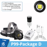 High Power XHP99 Super Bright LED Headlamp Fishing Headlight Telescopic Zoom IP64 Waterproof with Charge Display