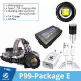 High Power XHP99 Super Bright LED Headlamp Fishing Headlight Telescopic Zoom IP64 Waterproof with Charge Display