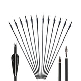 12pcs 31inch 500-550 spine Carbon Arrows  Black and White Feather for Recurve/Compound Bow for hunting shooting