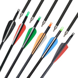 12pcs 31inch 500-550 spine Carbon Arrows  Black and White Feather for Recurve/Compound Bow for hunting shooting