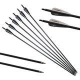 12pcs 31inch 500-550 spine Carbon Arrows  Black and White Feather for Recurve/Compound Bow for hunting shooting