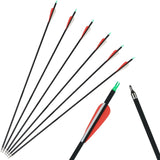 12pcs 31inch 500-550 spine Carbon Arrows  Black and White Feather for Recurve/Compound Bow for hunting shooting