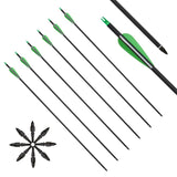 12pcs 31inch 500-550 spine Carbon Arrows  Black and White Feather for Recurve/Compound Bow for hunting shooting