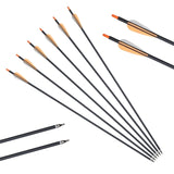 12pcs 31inch 500-550 spine Carbon Arrows  Black and White Feather for Recurve/Compound Bow for hunting shooting