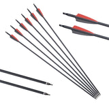 12pcs 31inch 500-550 spine Carbon Arrows  Black and White Feather for Recurve/Compound Bow for hunting shooting