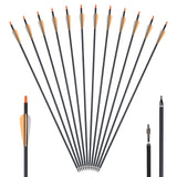 12pcs 31inch 500-550 spine Carbon Arrows  Black and White Feather for Recurve/Compound Bow for hunting shooting