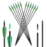 12pcs 31inch 500-550 spine Carbon Arrows  Black and White Feather for Recurve/Compound Bow for hunting shooting