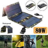 5V 80W Camo Foldable USB Solar Panel Outdoor Folding Waterproof Solar Panels Charger Mobile Power Bank Camping Hiking Phone Charger