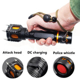 Tactical LED Flashlight Powerbank Rechargeable Waterproof 18650 Battery Self Defense Bike Lantern