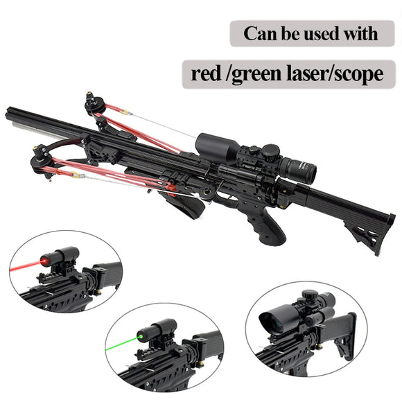 New Upgraded! Enhanced Edition! Semi-Automatic Powerful Slingshot Rifle Portable Slingshot Bow for Outdoor Hunting and Shooting