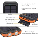 Solar 80000mAh Power Bank Dual USB powerbank Waterproof Battery External Portable Charging with LED Light 2USB powerbank