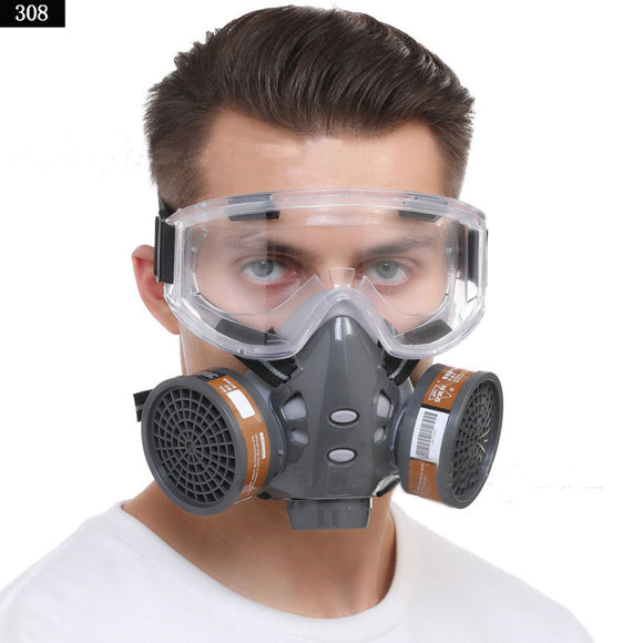 Full Face Gas Mask With Safety Glasse Spray Paint Chemical Pesticide Decoration Formaldehyde Anti-Dust With Filter Respirator