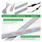 LED Grow Light 220V 75 LEDs 50cm LED Grow Tube 2-12pcs with EU Plug Sunlike Full Spectrum For indoor Flower Rack Plants Growing.