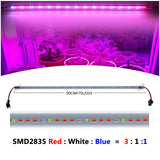 LED Grow Light 220V 75 LEDs 50cm LED Grow Tube 2-12pcs with EU Plug Sunlike Full Spectrum For indoor Flower Rack Plants Growing.